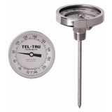 Tel-Tru Analog Dial Thermometer,Stem 12" L GT300R-1265