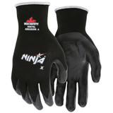 N9674L MCR Safety Ninja Gloves, Large, Nylon, Black, Knit Wrist Cuff