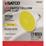 Satco 100W Equivalent PAR38 Medium Base Yellow LED Light Bulb S29484 562272