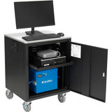 Global Industrial Mobile Powered Audio Visual Cart w/ Lockable Cabinet 480WH Bat
