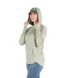 Berne Women's Large Heathered Seagrass Long Sleeve Hooded UPF Sun Shirt
