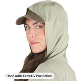 Berne Women's Large Heathered Seagrass Long Sleeve Hooded UPF Sun Shirt WSH13HSEAR440 742522