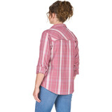 Berne Flex180 Women's Small Plaid Elderberry UPF Button Down Long Sleeve Shirt