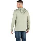 Berne Men's Medium Heathered Seagrass Long Sleeve Hooded UPF Sun Shirt SH13HSEAR400 712123