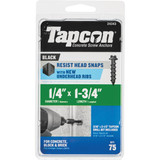 Tapcon 1-4 In. x 1-3-4 In. Hex Washer Head Black Concrete Screw Anchor (75 Ct.) 24343 223511
