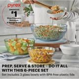 Pyrex Colors Sculpted Tinted Covered Glass Mixing Bowl Set (6-Piece) 1149548 614385