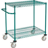 Nexel 2 Shelf Push Cart Poly-Green36""W x 24""D x 40""H Poly Casters4 Swivel 2 B