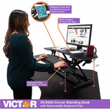 Victor Technology Standing Desk Converter,36 in W,Black DCX650