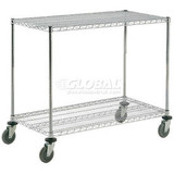 Nexel 2 Shelf Shelf Cart Chrome 54""W x 21""D x 40""H Poly Casters4 Swivel 2 Bra