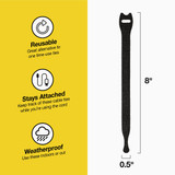 Wrap-It Storage 8 In. Black Self-Gripping Cable Tie Roll (50-Pack) 450-CTR-8BL 543010