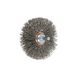 Mounted Crimped Wheel Brushes, Stainless Steel, 20,000 rpm, 3 in x 0.014 in