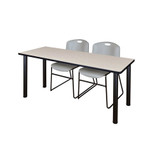 Kee Training Table,w/2 Zeng Chairs,60"x24" MT6024PLBPBK44GY