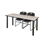 Kee Training Table,w/2 Zeng Chairs,60"x24" MT6024PLBPBK44BK