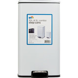 Honey Can Do 7.92 Gal. & 1.3 Gal. White Stainless Steel Trash Cans (2-Count)