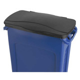 Rubbermaid Commercial Trash Can Top,Flat,Hinged Closure,Black FG267400BLA