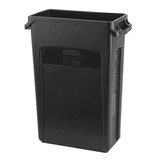 Rubbermaid Commercial Trash Can Top,Flat,Hinged Closure,Black FG267400BLA