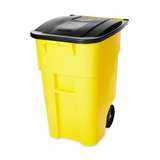 Rubbermaid Commercial Trash Can,50 gal.,Yellow,Plastic FG9W2700YEL