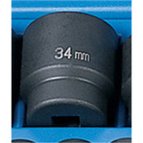 Grey Pneumatic Socket,34mm,1/2"D,Impact,Hex,Blk 2034M