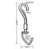 Lucky Line Snap Hook, Steel, 1/2 in Eye Dia,PK10 4GGH1