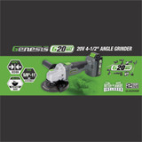 Genesis G20MAX 20V 4-1/2 In. Cordless Angle Grinder Kit with 2.0 Ah Battery & Charger