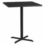 Flash Furniture Black Laminate Table Top,X-Base,Sqr,36" XU-BLKTB-3636-T3030B-GG