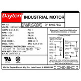Dayton GeneralPurposeMotor,1/2hp,1725RPM,56 6K637