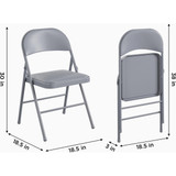 COSCO Premium Gray Vinyl Padded Metal Folding Chair 14-993-CGR4 Pack of 4 639120