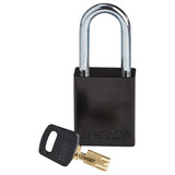 Brady Lockout Padlock,Al,Black,Key Different ALU-BLK-38ST-KD
