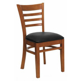 Restaurant Chair,Cherry Wood w/Blk Vnyl