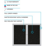 Ghent Enclosed Bulletin Board,Tack,Blk PA34896TR-BK