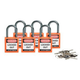 Brady Lockout Padlock,KA,Orange,1-2/5"H,PK6 118958