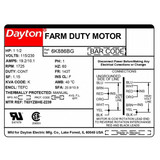 Dayton Frm Dty Mtr,CapStrt,TEFC,1-1/2HP,1725rpm 6K886