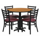 Flash Furniture Natural Lam Table,Burg Vnyl Seat,Rnd,36" HDBF1007-GG