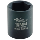 K-Tool International Impact Socket,Standard,6 pt.,3/8"Dr,18mm KTI-37118