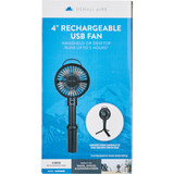 Denali Aire Plastic 4 In. Rechargeable USB Black Handheld Fan