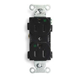Hubbell Wiring Device-Kellems Recept,Black,15 A,2P3W,Back; Side,1PK BR15BLKWR