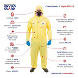 International Enviroguard Hooded Coverall,Elastic,Yellow,XL,PK12 7015YS-XL