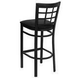 Flash Furniture Restaurant Stool,Window Back,Black Seat XU-DG6R7BWIN-BAR-BLKV-GG