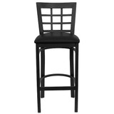 Flash Furniture Restaurant Stool,Window Back,Black Seat XU-DG6R7BWIN-BAR-BLKV-GG