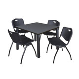 Kee Kee,36",Square Breakroom Table,4 M Chrs TB3636GYBPBK47BK