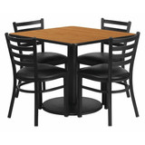 Flash Furniture Natural Lam Table,Blk Vinyl Seat,Sqr,36" RSRB1015-GG