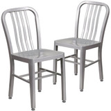Flash Furniture Silver Metal Indoor-Outdoor Chair,PK2 2-CH-61200-18-SIL-GG