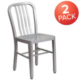 Flash Furniture Silver Metal Indoor-Outdoor Chair,PK2 2-CH-61200-18-SIL-GG