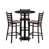 Flash Furniture Black Bar Table,X-Base w/Cherry Seats MD-0013-GG