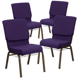 Flash Furniture Purple Fabric Church Chair,PK4 4-FD-CH02185-GV-ROY-BAS-GG