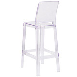 Flash Furniture Ghost Barstool with Square Back in,PK4 4-OW-SQUAREBACK-29-GG