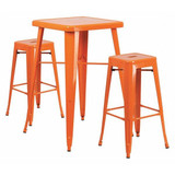 Flash Furniture Orange Metal Bar Set,23.75SQ CH-31330B-2-30SQ-OR-GG