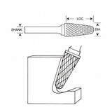 Manufacturer Varies Cone Bur,Radius End,1/8","Carbide 310-002740