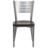 Flash Furniture Chair,Slat Back,Silver w-Mahogany Seat XU-DG-60401-MAHW-GG