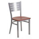 Flash Furniture Chair,Slat Back,Silver w/Cherry Seat XU-DG-60401-CHYW-GG